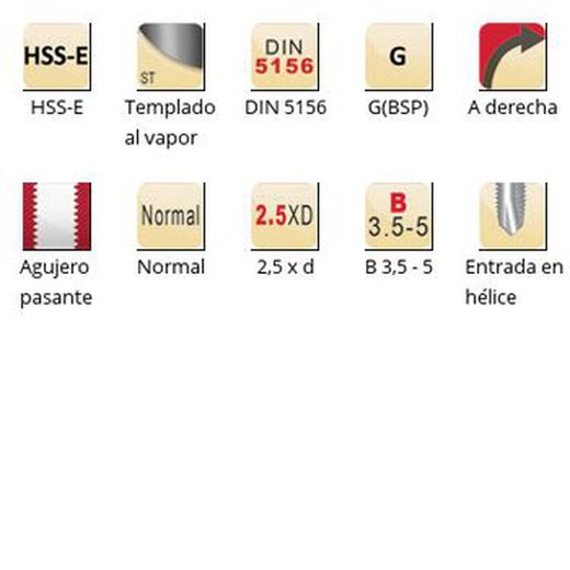 EP41 - Tarauds machine Dormer HSS-E trempés à la vapeur G(BSP) G(BSP) Entrée hélicoïdale Entrée hélicoïdale DIN 5156