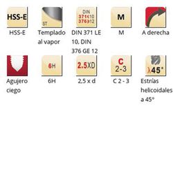 Ex016h - Tarauds machine Dormer HSS-E trempés à la vapeur M, goujures hélicoïdales à 45°, goujures hélicoïdales à 45°, DIN 371 LE 10, DIN 376 GE 12
