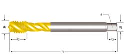 Ex10tin - Tarauds machine Dormer HSS-E Tin MF MF Cannelures hélicoïdales à 45° Cannelures hélicoïdales à 45° DIN 374