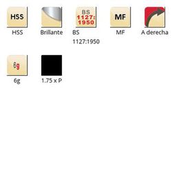 F312 - Filières Dormer HSS Bright MF MF, hexagonales extérieures, BS 1127:1950