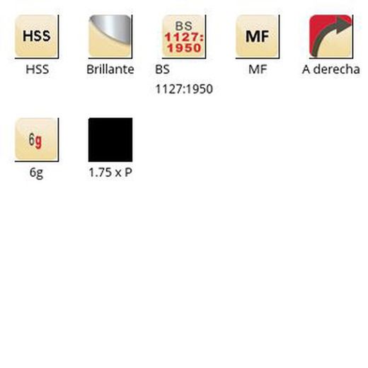 F312 - Filières Dormer HSS Bright MF MF, hexagonales extérieures, BS 1127:1950