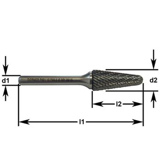 Fresa forma cónica de metal duro con punta esférica ref. P821