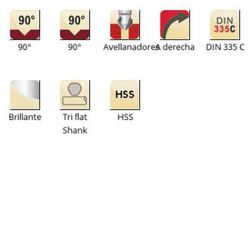 G106 - fraise à chanfreiner à queue tri-plat - 90°