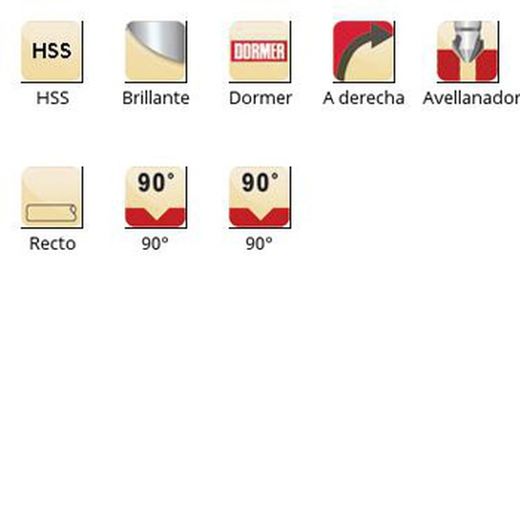 G129 - Fraises coniques droites Dormer HSS brillantes à 90° - Dormer 90°