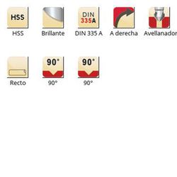 G132 - Fraises coniques Dormer HSS droites brillantes à 90° - DIN 335 A