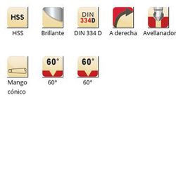 G137 - Fraises coniques Dormer HSS à queue conique brillante 60° - 60° DIN 334 D