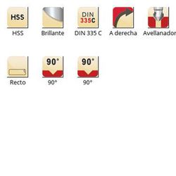 G142 - dormer hss brillante recto 90° avellanadores con alívio radial extra - 90° din 335 c