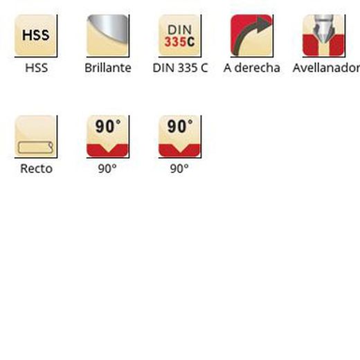 G142 - dormer hss brillante recto 90° avellanadores con alívio radial extra - 90° din 335 c