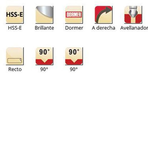 G149 - Fraises coniques droites Dormer HSS-E brillantes à 90° - Dormer 90°
