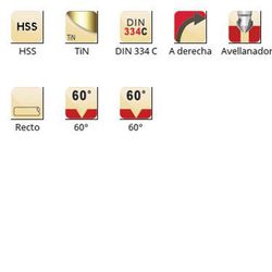G335 - Fraises coniques droites Dormer HSS 60° - 60° DIN 334 C