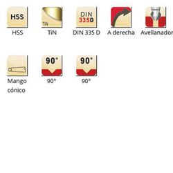 G338 - Fraises coniques Dormer HSS à queue conique 90° DIN 335 D
