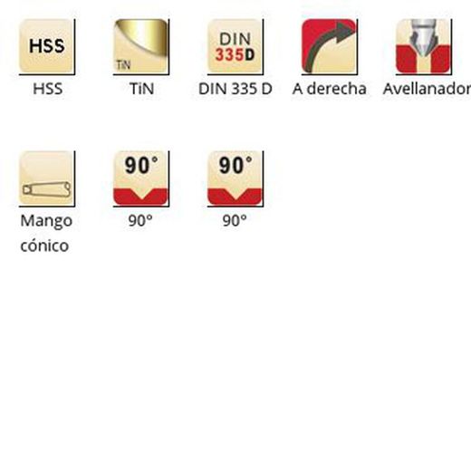 G338 - Fraises coniques Dormer HSS à queue conique 90° DIN 335 D
