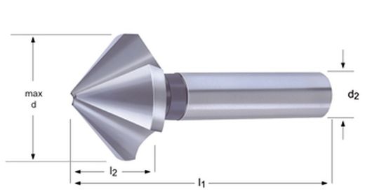 G400 - Dormer gerade Senker aus blankem Hartmetall, 90°, für hochpräzise Halter - 90° DIN 335 C