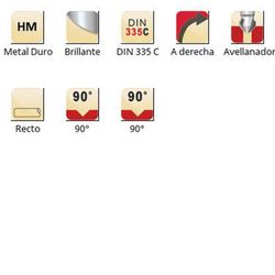 G400 - Fraises coniques droites 90° en carbure brillant Dormer pour porte-outils de haute précision - 90° DIN 335 C