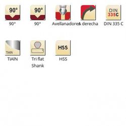 G506 - fraise à chanfreiner à queue tri-plat - 90°