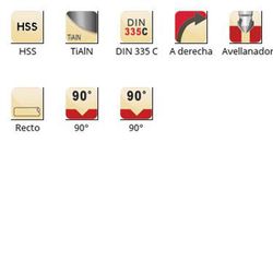 G560 - Fraises coniques droites Dormer HSS Tialn 90° - 90° DIN 335 C