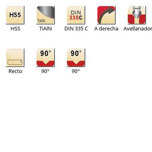 G560 - Fraises coniques droites Dormer HSS Tialn 90° - 90° DIN 335 C