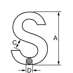 Crochet galvanisé en forme de "S"