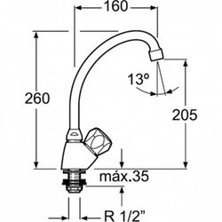 Grifo fregadero semicurvado de repisa ref. 3702421
