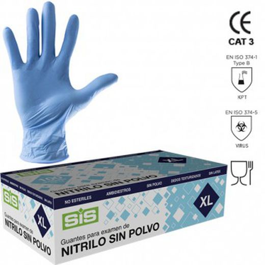 Gants jetables en nitrile bleu (sans poudre) en boîtes de 100 unités