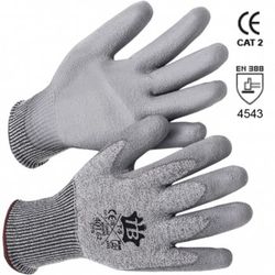 Gants en hppe gris et fibre de verre avec revêtement en polyuréthane mod. 401g2 dynamique