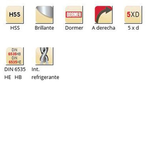 H855 - Dormer HSS Bright Hydra Int. Corps de liquide de refroidissement Hydra 5 x D série courte Dormer