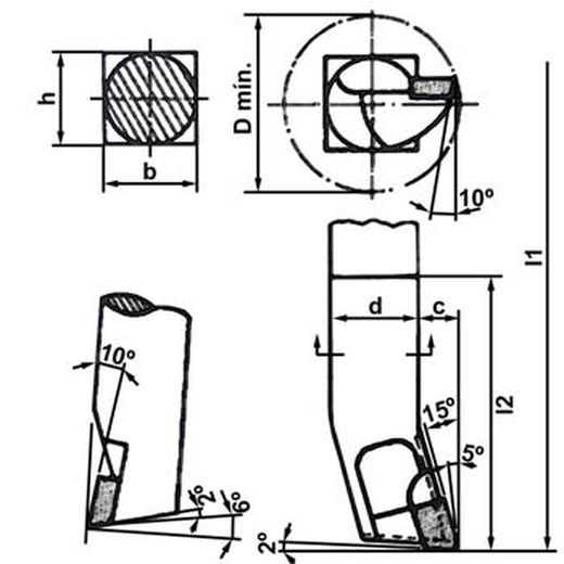 Herramienta para ángulos interiores (agujeros ciegos) iso 9