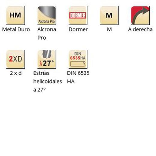 J210 - Fraise à fileter Alcrona Pro M en carbure Dormer avec angle d'hélice de 27°, goujures hélicoïdales Dormer de 27°