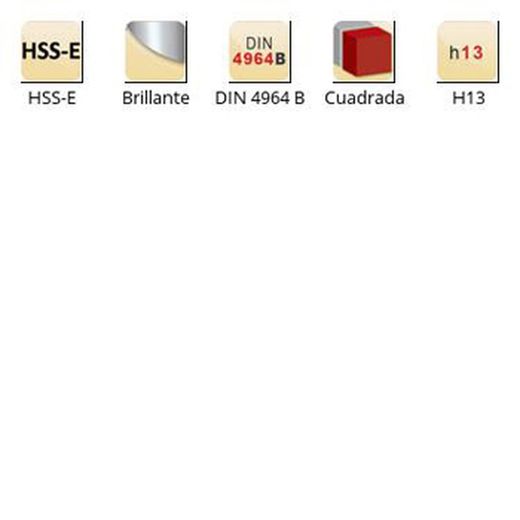 K520 - Lames carrées brillantes Dormer HSS-E H13 DIN 4964 B