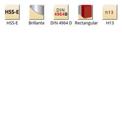 K522 - Lames rectangulaires brillantes Dormer HSS-E H13 DIN 4964 D