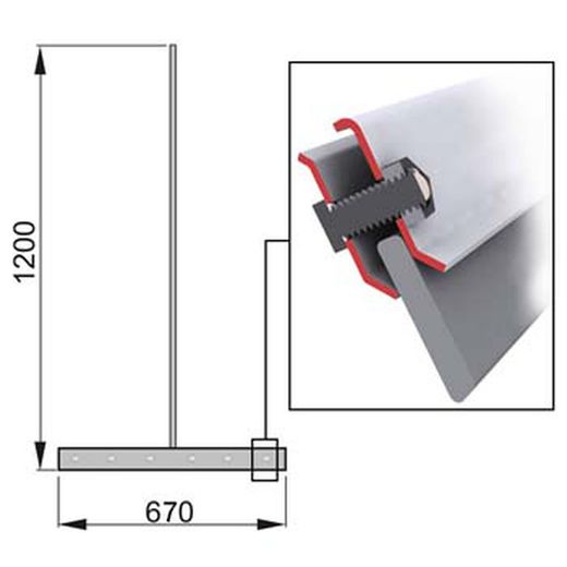 Nettoyeur de sol en acier inoxydable avec languette en caoutchouc
