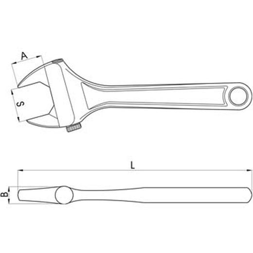 Llave ajustable de moleta lateral
