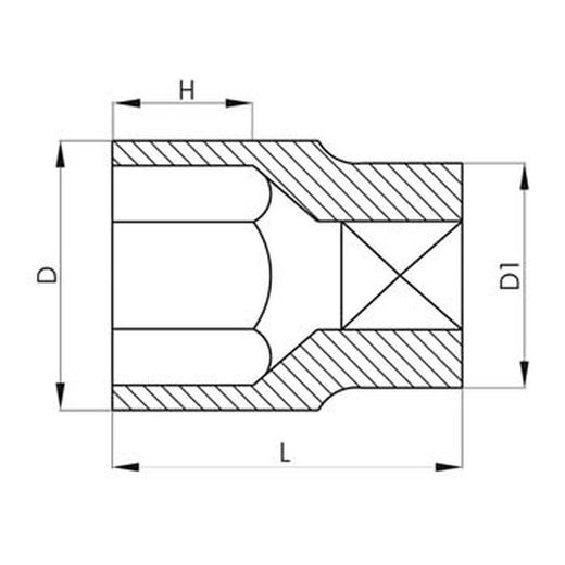 Llave de vaso bihexagonal con cuadrado de 3/8"