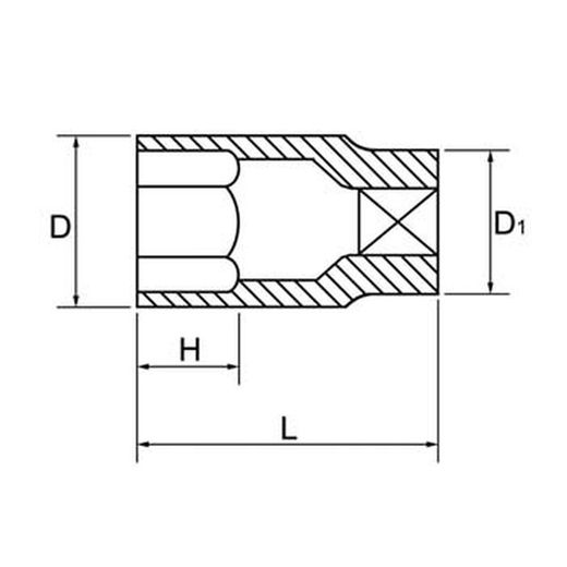 Llave de vaso bihexagonal serie larga con cuadrado de 1/2"