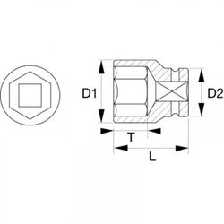 Vaso de impacto fosfatado con cuadrado de 1/2" y perfil hexagonal métrico ref. K7801m