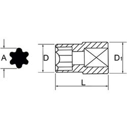 Llave de vaso torx con cuadrado de 1/4"