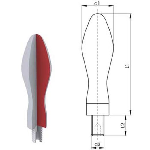Poignée fixe en fer DIN 39-e avec goupille