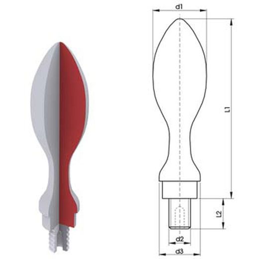 Poignée rotative en aluminium DIN-98 E avec goupille