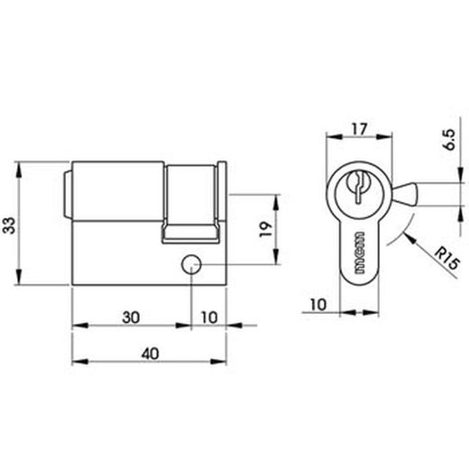 Medio cilindro latón mcm mod. E (15 mm)