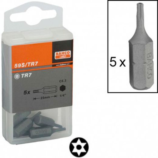 Pacote de pontas de chave de fenda padrão (5 peças) (1/4" x 25 mm) para parafusos com soquete torx® inviolável ref. 59s/tr