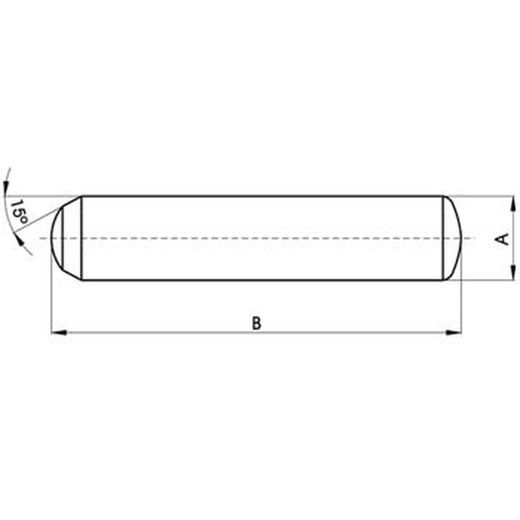 Goupille cylindrique DIN-6325, trempée, en acier.