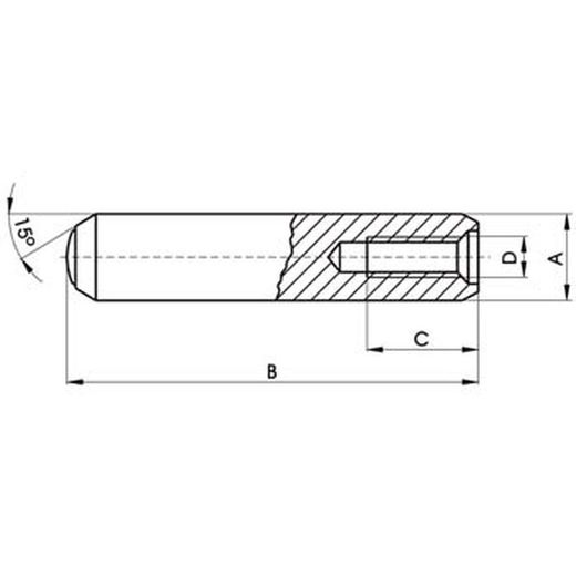 Goupille cylindrique DIN-7979 D, filetage intérieur, trempé, acier.