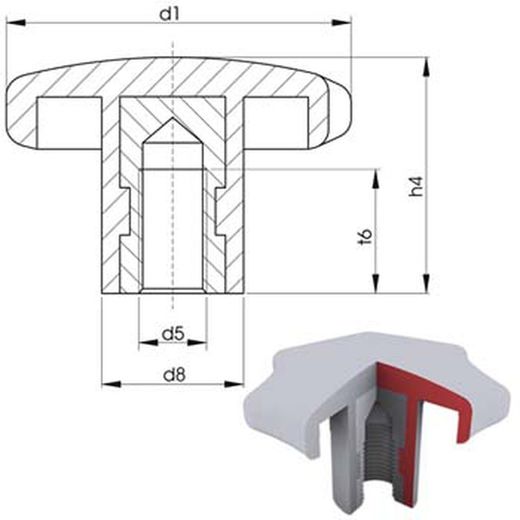 Bouton DIN 6336 aveugle