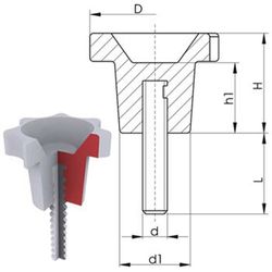 Bouton avec goupille et pointes
