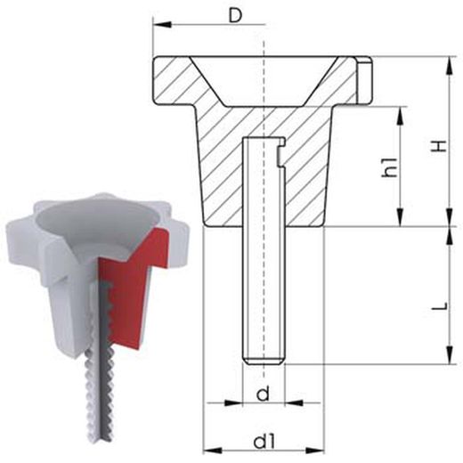 Bouton avec goupille et pointes