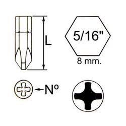 Embout Phillips avec hexagone 5/16"