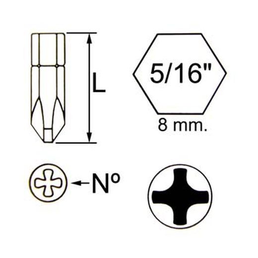 Embout Phillips avec hexagone 5/16"