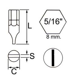 Pointe plate avec hexagone 5/16"