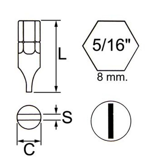 Pointe plate avec hexagone 5/16"