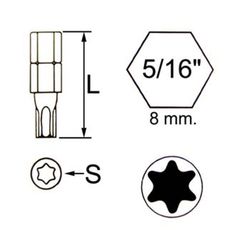 Embout Torx avec six pans 5/16", réf. 70s/t